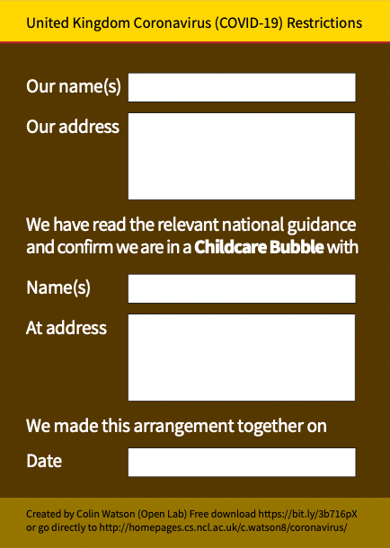 Click to download the colour Childcare Bubble template as a printable PDF