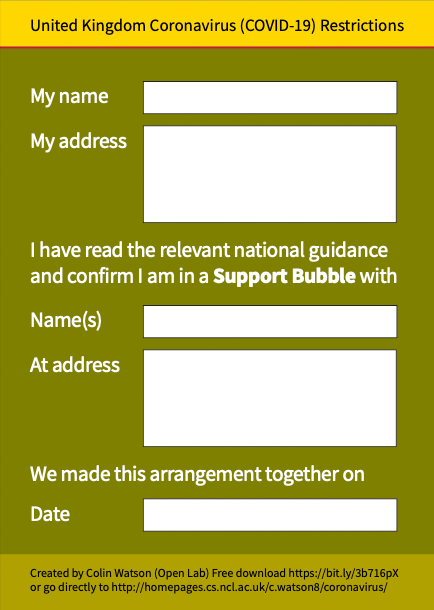 Click to download the colour Support Bubble template as a printable PDF